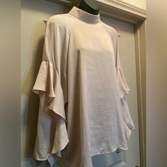 H&M CONSCIOUS Satin Blouse with Ruffle Sleeves size 12 - Picture 6 of 11